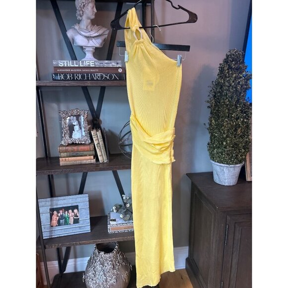Baobab Lyn Knit One Shoulder Maxi Dress Carambolo Yellow Womens Size Medium - Picture 4 of 11